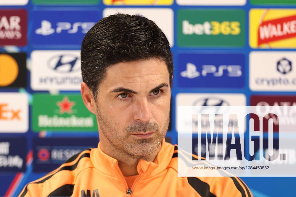 Arsenal Training & Media Conference, Champions League Arsenal Manager, Mikel Arteta during the Arsenal media conference at the Arsenal FC Training Centre, ahead of UEFA Champions League Matchday 2 v Lille, London Colney, England on 12 October 2026 Credit: Tiego Grenho Every Second Media Editorial use only. All images are copyright Every Second Media Limited. No images may be reproduced without prior permission.