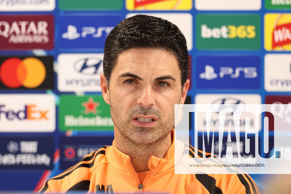 Arsenal Training & Media Conference, Champions League Arsenal Manager, Mikel Arteta during the Arsenal media conference at the Arsenal FC Training Centre, ahead of UEFA Champions League Matchday 2 v Lille, London Colney, England on 12 October 2026 Credit: Tiego Grenho Every Second Media Editorial use only. All images are copyright Every Second Media Limited. No images may be reproduced without prior permission.