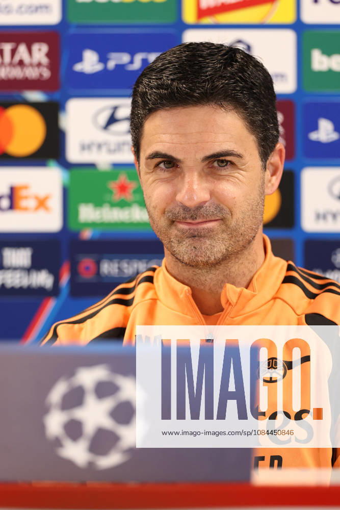 Arsenal Training & Media Conference, Champions League Arsenal Manager, Mikel Arteta during the Arsenal media conference at the Arsenal FC Training Centre, ahead of UEFA Champions League Matchday 2 v Lille, London Colney, England on 12 October 2026 Credit: Tiego Grenho Every Second Media Editorial use only. All images are copyright Every Second Media Limited. No images may be reproduced without prior permission.