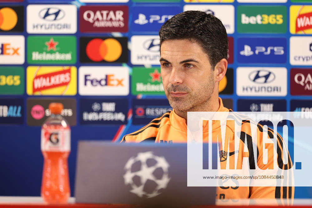 Arsenal Training & Media Conference, Champions League Arsenal Manager, Mikel Arteta during the Arsenal media conference at the Arsenal FC Training Centre, ahead of UEFA Champions League Matchday 2 v Lille, London Colney, England on 12 October 2026 Credit: Tiego Grenho Every Second Media Editorial use only. All images are copyright Every Second Media Limited. No images may be reproduced without prior permission.