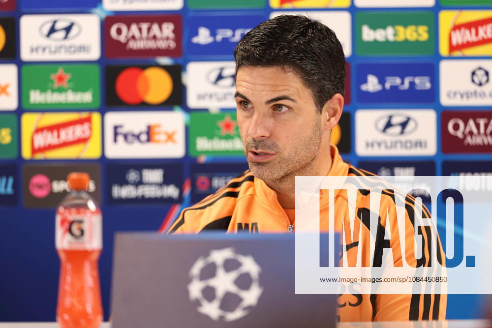 Arsenal Training & Media Conference, Champions League Arsenal Manager, Mikel Arteta during the Arsenal media conference at the Arsenal FC Training Centre, ahead of UEFA Champions League Matchday 2 v Lille, London Colney, England on 12 October 2026 Credit: Tiego Grenho Every Second Media Editorial use only. All images are copyright Every Second Media Limited. No images may be reproduced without prior permission.