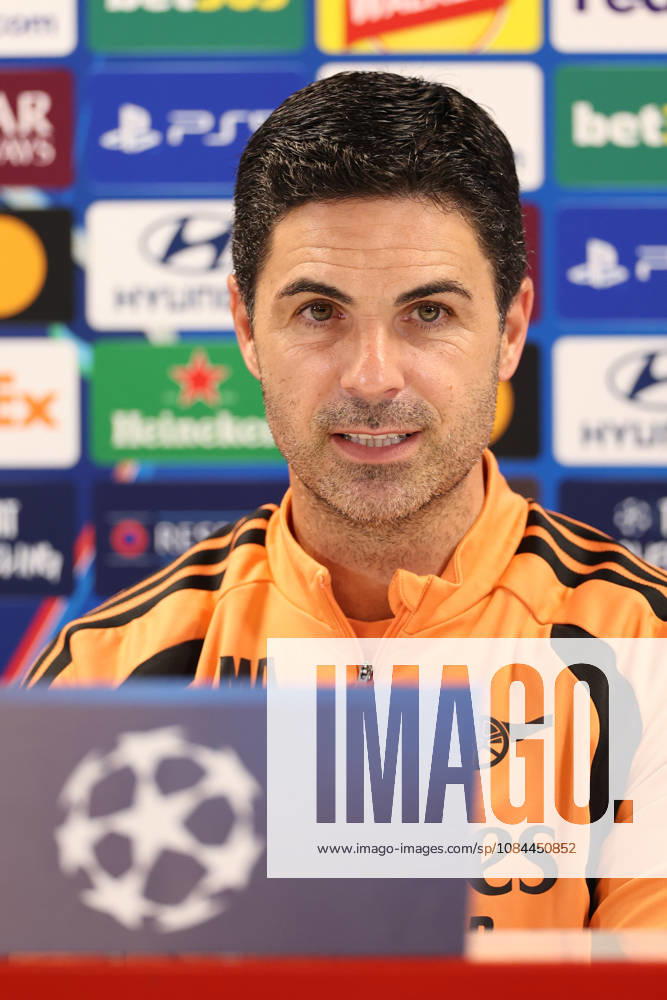 Arsenal Training & Media Conference, Champions League Arsenal Manager, Mikel Arteta during the Arsenal media conference at the Arsenal FC Training Centre, ahead of UEFA Champions League Matchday 2 v Lille, London Colney, England on 12 October 2026 Credit: Tiego Grenho Every Second Media Editorial use only. All images are copyright Every Second Media Limited. No images may be reproduced without prior permission.