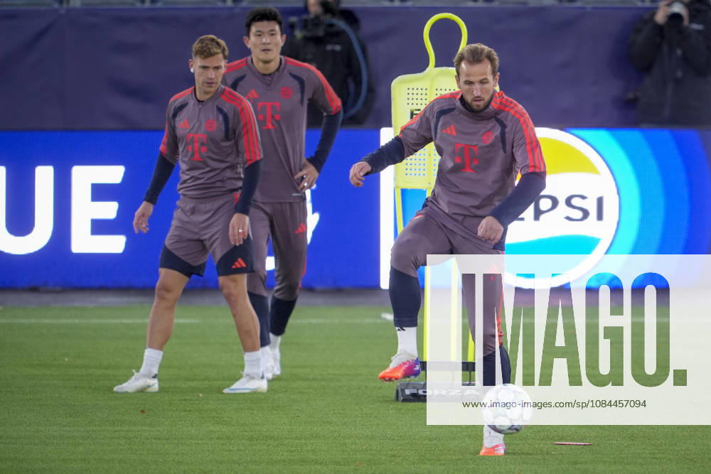 Soccer, Champions League 2026–2027, Viking, Bayern Munich, Stavanger, October 12, 2026: Bayern Munich s Harry Kane and Joshua Kimmich train at Lyse Arena in Stavanger, the day before the Champions League match between Viking and Bayern Munich. Photo: Lise Aserud, NTB, Stavanger, Norway. . RESTRICTED USE FOR BETTING COMPANIES.