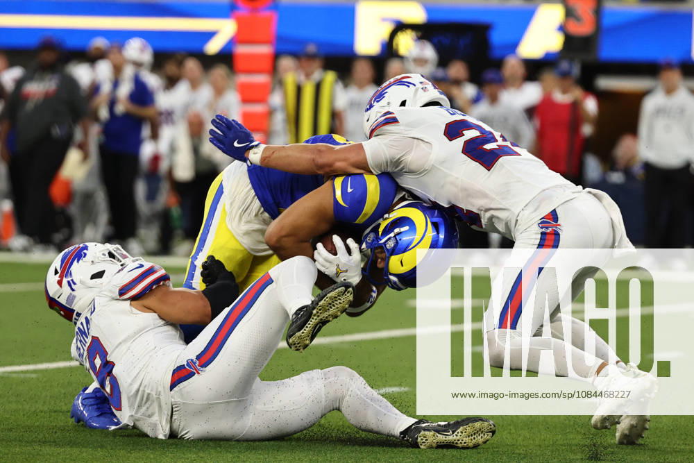 INGLEWOOD, CA - OCTOBER 12: Puka Nacua 12 of the Los Angeles Rams is brought down while making a first down during an NFL, American Football Herren, USA game between the Buffalo Bills and the Los Angeles Rams on October 12, 2026, at SoFi Stadium in Inglewood, California. (Photo by Greg Fiore Icon Sportswire) NFL: OCT 12 Bills at Rams Icon2610121477