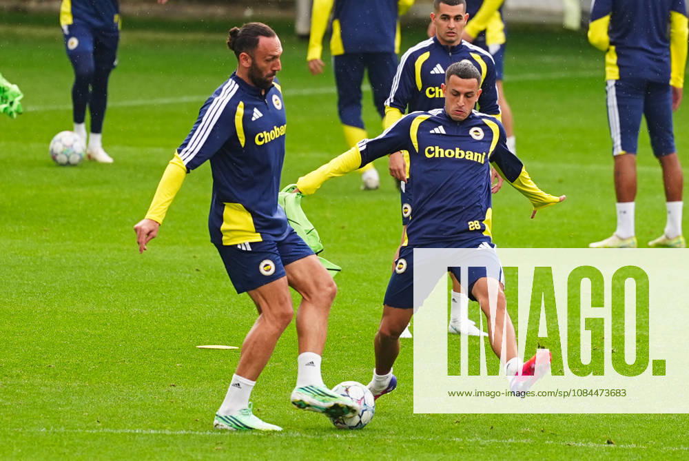 Fenerbahce complete preparations for Aston Villa clash in UEFA Champions League ISTANBUL, TURKIYE - OCTOBER 13: Fenerbahce player Vedat Muriqi (L) takes part in a training session at Can Bartu Training Facilities as the team completes preparations for their away match against Aston Villa in the second week of the UEFA Champions League, in Istanbul, Turkiye, on October 13, 2026. Adem Kutucu Anadolu Istanbul Turkey. Editorial use only. Please get in touch for any other usage.