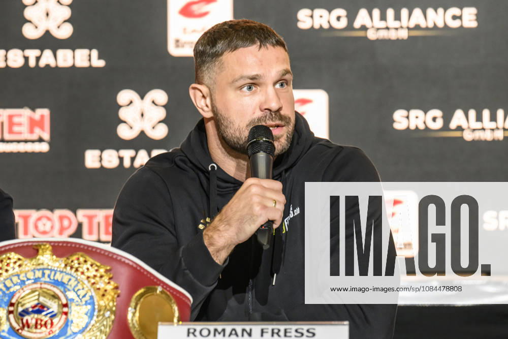 Im Bild v.l.: Roman Fress – WBO-Inter-Continential-Champion, GER, Magdeburg, SES, Erste Pressekonferenz vor der SES-Box-Gala am Samstag, 14. November 2026, Messe Magdeburg, 13.10.2026,