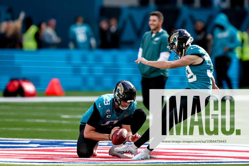 Jacksonville Jaguars v Philadelphia Eagles, International Series Jacksonville Jaguars kicker Cam Little (39) practices kicks before the International Series match between Jacksonville Jaguars and Philadelphia Eagles at Tottenham Hotspur Stadium, London, UK on 11 October 2026. London Tottenham Hotspur Stadium London UK Editorial use only ,