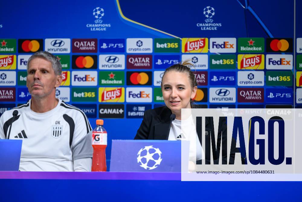 SOCCER - UEFA CL, LASK vs Liverpool LINZ,AUSTRIA,13.OCT.26 - SOCCER - UEFA Champions League, Linzer ASK vs Liverpool FC, preview, press conference, PK, Pressekonferenz LASK. Image shows press officer Nathalie Melcher (LASK). GEPAxpictures xChristianxMoser