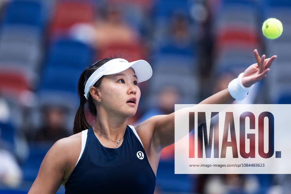Hanyu Guo of China seen in action with Sorana Cirstea of Romania ( not in view) during the Wuhan Open final match at the Optics Valley International Tennis Center. Hanyu Guo defeated Sorana Cirstea with a score of 1-6, 7-6, 7-5. Wuhan China - ZUMAs197 20261013_aaa_s197_091
