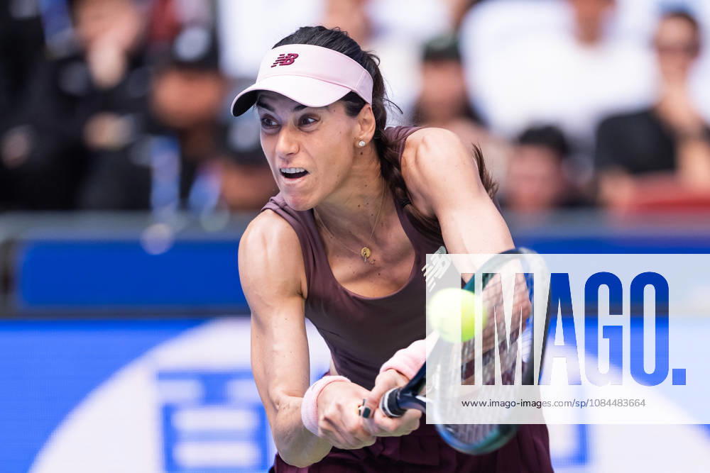 Sorana Cirstea of Romania seen in action with Hanyu Guo of China (Not in view) during the Wuhan Open final match at the Optics Valley International Tennis Center. Hanyu Guo defeated Sorana Cirstea with a score of 1-6, 7-6, 7-5. 2026 WTA, Tennis Damen Wuhan Open In Wuhan, China- 13 Oct 2026 - ZUMAs197 20261013_aaa_s197_096