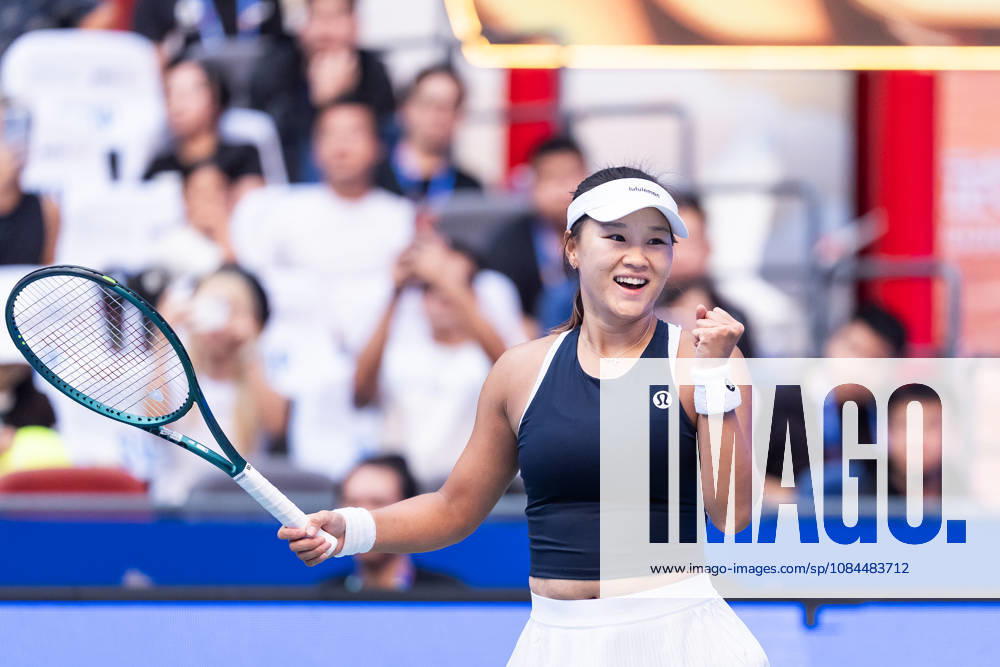 Hanyu Guo of China celebrates her win against Sorana Cirstea of Romania (not in view) during the women s singles match on day 2 of Wuhan Open at the Optics Valley International Tennis Center. Hanyu Guo defeated Sorana Cirstea with a score of 1-6, 7-6, 7-5. Wuhan China - ZUMAs197 20261013_aaa_s197_101