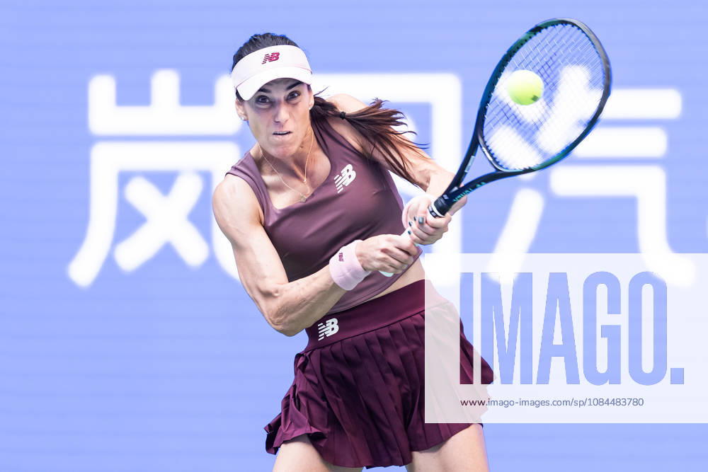 Sorana Cirstea of Romania seen in action with Hanyu Guo of China (Not in view) during the Wuhan Open final match at the Optics Valley International Tennis Center. Hanyu Guo defeated Sorana Cirstea with a score of 1-6, 7-6, 7-5. 2026 WTA, Tennis Damen Wuhan Open In Wuhan, China- 13 Oct 2026 - ZUMAs197 20261013_aaa_s197_100