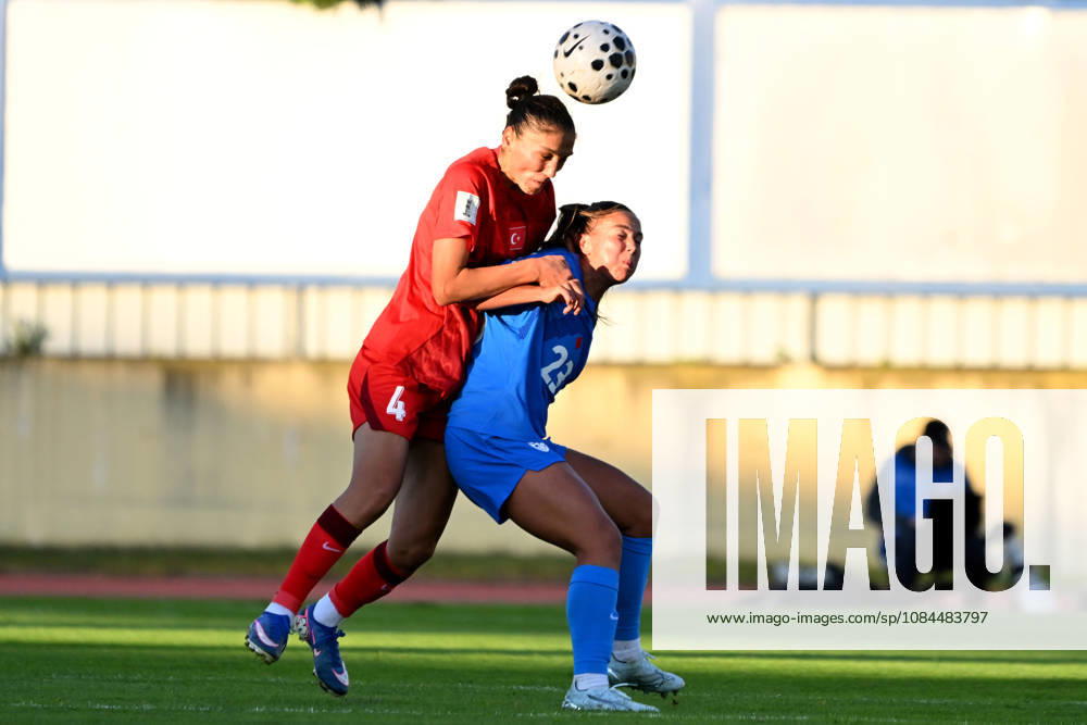 Maja Sternad of Slovenia (R) in action against Eda Karatas of Turkey (L) during the UEFA Women’s European Qualifiers for 2027 World Cup Play-offs Round 1, 2nd leg match between Slovenia and Turkey at Sports Park Domzale, Domzale on October 13, 2026 in Domzale, Slovenia. (Photo by Igor Kupljenik Sports Press Photo).