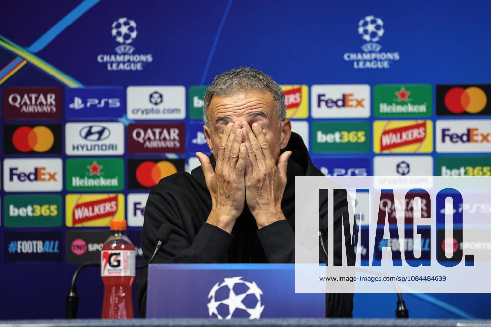UEFA Champions League press conference, PK, Pressekonferenz and open training Matchday 2 of 8 Manchester City v Paris Saint-Germain Luis Enrique manager of Paris Saint-Germain speaks during the UEFA Champions League press conference and open training Matchday 2 of 8 Manchester City vs Paris Saint-Germain at City Football Academy, Manchester, United Kingdom on 13 October 2026 (Photo by Mark Cosgrove News Images) Manchester City Football Academy Greater Manchester United, ManU Kingdom
