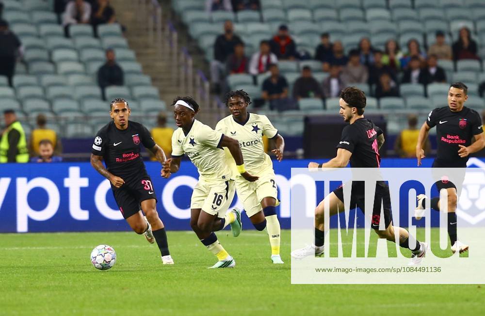 Sabah FK v Slavia Prague - UEFA Champions League BAKU, AZERBAIJAN - OCTOBER 13 : David Moses of Slavia Prague in action during the UEFA Champions League match day two between Sabah FK and Slavia Prague at Olympic Stadium in Baku, Azerbaijan on October 13, 2026. Resul Rehimov Anadolu Baku Azerbaijan. Editorial use only. Please get in touch for any other usage.