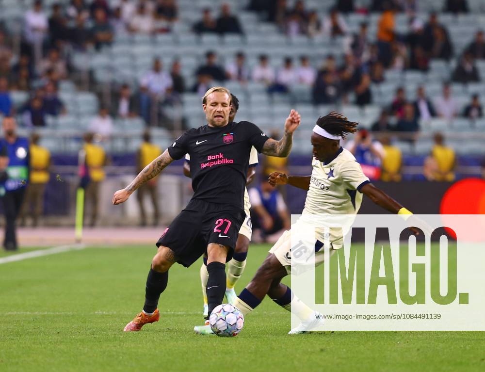 Sabah FK v Slavia Prague - UEFA Champions League BAKU, AZERBAIJAN - OCTOBER 13 : Tymoteusz Puchacz of Sabah FK in action during the UEFA Champions League match day two between Sabah FK and Slavia Prague at Olympic Stadium in Baku, Azerbaijan on October 13, 2026. Resul Rehimov Anadolu Baku Azerbaijan. Editorial use only. Please get in touch for any other usage.