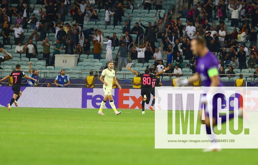 Sabah FK v Slavia Prague - UEFA Champions League BAKU, AZERBAIJAN - OCTOBER 13 : Players of Sabah FK celebrate after scoring a goal during the UEFA Champions League match day two between Sabah FK and Slavia Prague at Olympic Stadium in Baku, Azerbaijan on October 13, 2026. Resul Rehimov Anadolu Baku Azerbaijan. Editorial use only. Please get in touch for any other usage.