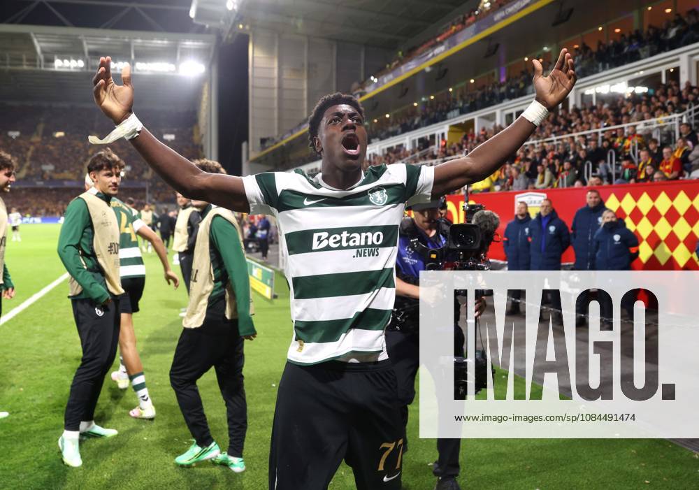UEFA Champions League - RC Lens v Sporting Club de Portugal LENS, FRANCE, OCTOBER 13: GOAL 2-0, Issa Doumbia of Sporting CP goal celebration after scoring a goal to put Sporting Club de Portugal 2-0 ahead during the UEFA Champions League 2026 27 League Phase MD2 match between RC Lens and Sporting Club de Portugal at Stade Bollaert-Delelis on October 13, 2026 in Lens, France. (Photo by Daniel Weir) Lens Stade Bollaert-Delelis France