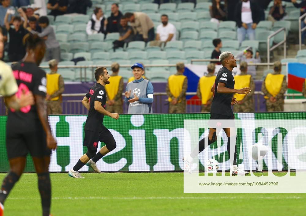 Sabah FK v Slavia Prague - UEFA Champions League BAKU, AZERBAIJAN - OCTOBER 13 : Players of Sabah FK celebrate their goal during the UEFA Champions League match day two between Sabah FK and Slavia Prague at Baku Olympic Stadium in Baku, Azerbaijan on October 13, 2026. Resul Rehimov Anadolu Baku Azerbaijan. Editorial use only. Please get in touch for any other usage.