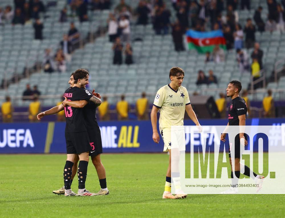 Sabah FK v Slavia Prague - UEFA Champions League BAKU, AZERBAIJAN - OCTOBER 13 : Players of Sabah FK celebrate their goal during the UEFA Champions League match day two between Sabah FK and Slavia Prague at Baku Olympic Stadium in Baku, Azerbaijan on October 13, 2026. Resul Rehimov Anadolu Baku Azerbaijan. Editorial use only. Please get in touch for any other usage.