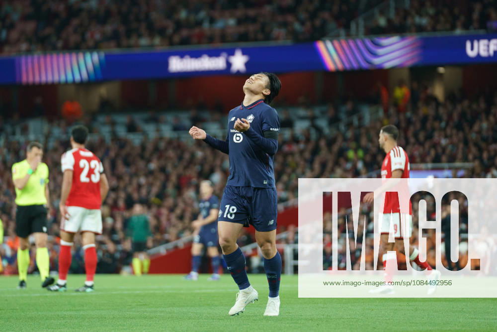 Arsenal v Lille OSC, UEFA Champions League Ayase Ueda of Lille looks dejected after having his goal ruled out for offside during Arsenal v Lille OSC UEFA Champions League matchday 2 at the Emirates Stadium, London, England on 13 October 2026 Credit: Dylan Hepworth Every Second Media Editorial use only. All images are copyright Every Second Media Limited. No images may be reproduced without prior permission.