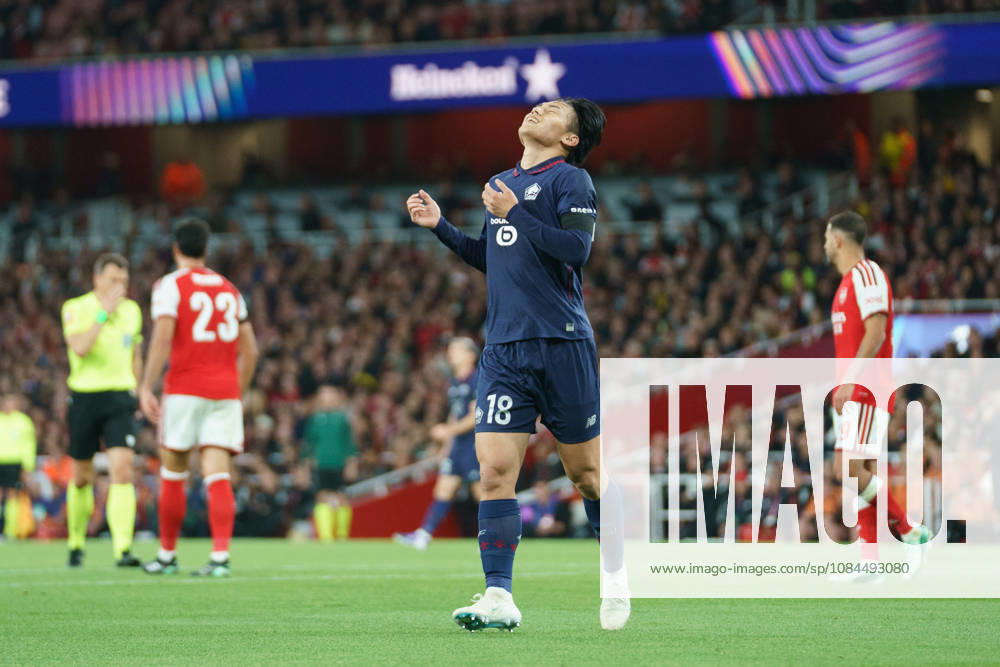 Arsenal v Lille OSC, UEFA Champions League Ayase Ueda of Lille looks dejected after having his goal ruled out for offside during Arsenal v Lille OSC UEFA Champions League matchday 2 at the Emirates Stadium, London, England on 13 October 2026 Credit: Dylan Hepworth Every Second Media Editorial use only. All images are copyright Every Second Media Limited. No images may be reproduced without prior permission.