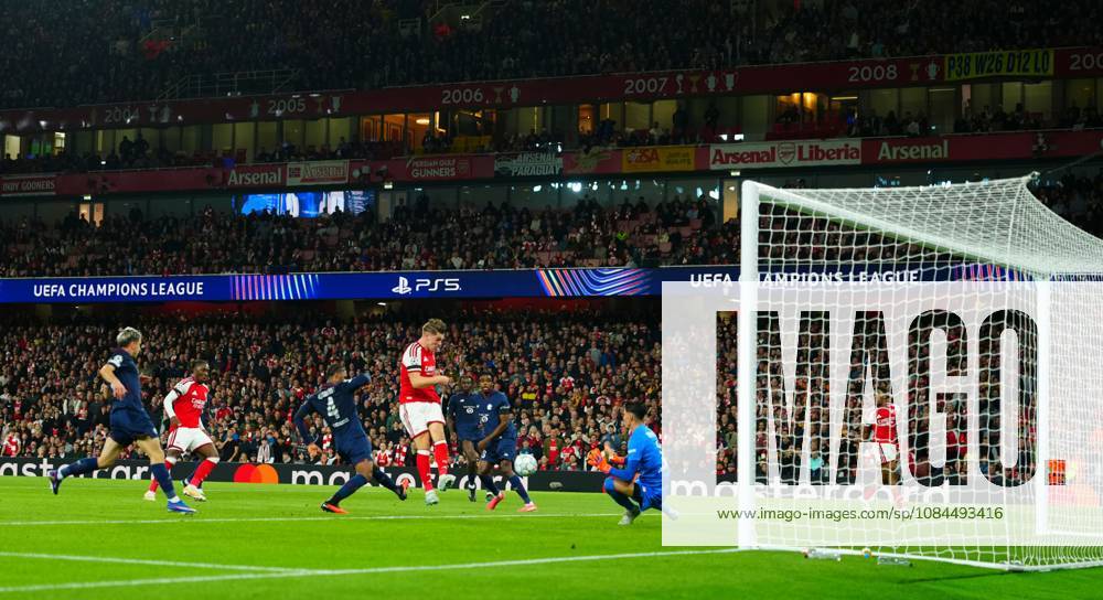Eberechi Eze of Arsenal has a shot saved Arsenal v Lille, UEFA Champions League, Football, Emirates Stadium, London, UK - 13 Oct 2026London Emirates Stadium United Kingdom