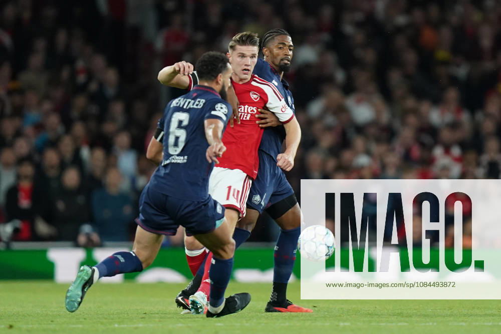 Arsenal v Lille OSC, UEFA Champions League Viktor Gyökeres of Arsenal under pressure from Nabil Bentaleb of Lille and Alexsandro of Lille during Arsenal v Lille OSC UEFA Champions League matchday 2 at the Emirates Stadium, London, England on 13 October 2026 Credit: Dylan Hepworth Every Second Media Editorial use only. All images are copyright Every Second Media Limited. No images may be reproduced without prior permission.