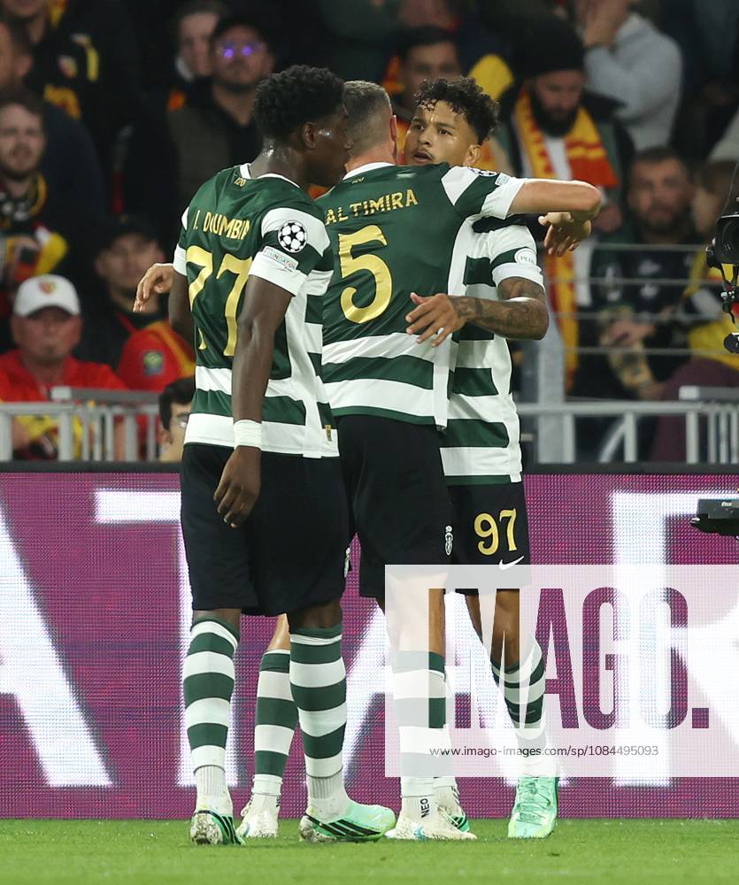 UEFA Champions League - RC Lens v Sporting Club de Portugal LENS, FRANCE, OCTOBER 13: GOAL 1-0, Luis Suarez of Sporting CP goal celebration with Sergi Altimira of Sporting CP after scoring a goal to put Sporting Club de Portugal 1-0 ahead during the UEFA Champions League 2026 27 League Phase MD2 match between RC Lens and Sporting Club de Portugal at Stade Bollaert-Delelis on October 13, 2026 in Lens, France. (Photo by Daniel Weir) Lens Stade Bollaert-Delelis France