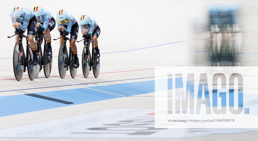 Belgian team with Belgian Katrijn De Clercq, Belgian Shari Bossuyt, Belgian Helene Hesters and Belgium Belgian Luca Vierstraete pictured in action during the Womens Scratch event at the UCI Track cycling, Rad, Radsport, Bahnrad, Bahn World Championships in Shanghai, China on Wednesday 14 October 2026. The worlds are taking place from 14 to 18 October 2026. BENOITxDOPPAGNE x189755356x