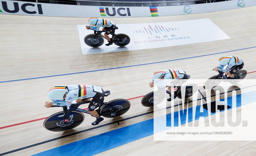 Belgian team with Belgian Katrijn De Clercq, Belgian Shari Bossuyt, Belgian Helene Hesters and Belgium Belgian Luca Vierstraete pictured in action during the Womens Scratch event at the UCI Track cycling, Rad, Radsport, Bahnrad, Bahn World Championships in Shanghai, China on Wednesday 14 October 2026. The worlds are taking place from 14 to 18 October 2026. BENOITxDOPPAGNE x189755351x