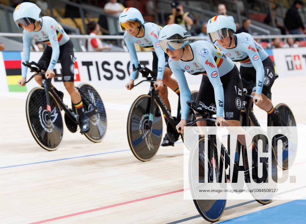 Belgian team with Belgian Katrijn De Clercq, Belgian Shari Bossuyt, Belgian Helene Hesters and Belgium Belgian Luca Vierstraete pictured in action during the Womens Scratch event at the UCI Track cycling, Rad, Radsport, Bahnrad, Bahn World Championships in Shanghai, China on Wednesday 14 October 2026. The worlds are taking place from 14 to 18 October 2026. BENOITxDOPPAGNE x189755341x