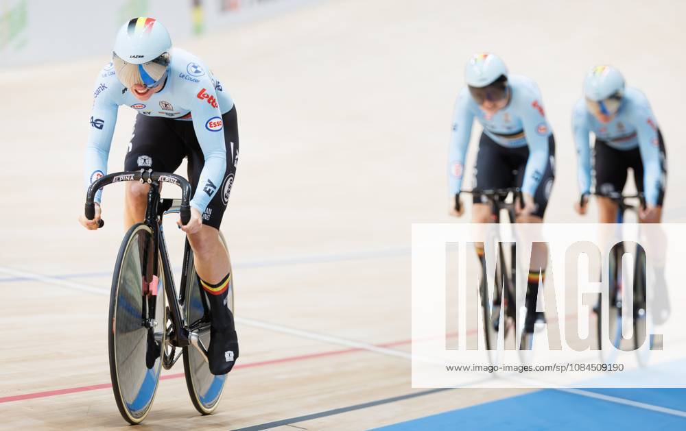 Belgian Elke Vanhoof; Belgian Nicky Degrendele and Belgian Zita Gheysens are pictured in action during the Womens Team Sprint event at the UCI Track cycling, Rad, Radsport, Bahnrad, Bahn World Championships in Shanghai, China on Wednesday 14 October 2026. The worlds are taking place from 14 to 18 October 2026. BENOITxDOPPAGNE x189761060x