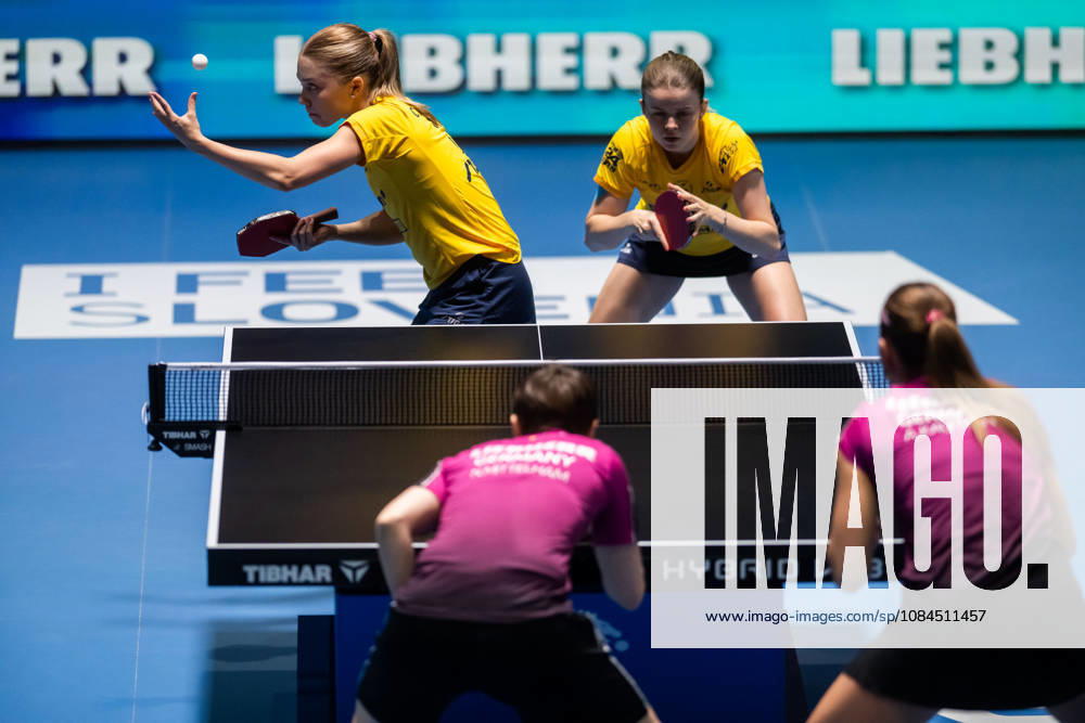 Christina Källberg and Filippa Bergand of Sweden during day 4 of the European Table tennis, Tischtennis Championship on October 14, 2026 in Ljubljana. Photo: Martin Metelko BILDBYRÅN COP 362 ME0001 bordtennis table tennis pingis 2026 european table tennis championship bordtennis-em em 4 bbeng