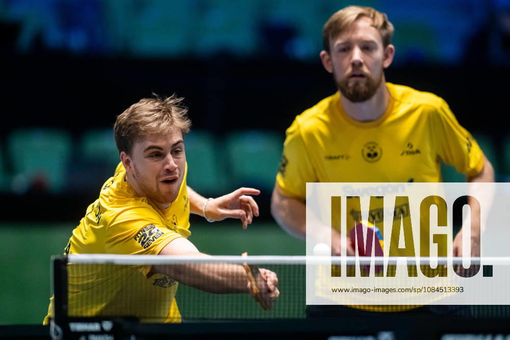 Truls Möregardh and Elias Ranefur of Sweden during day 4 of the European Table tennis, Tischtennis Championship on October 14, 2026 in Ljubljana. Photo: Martin Metelko BILDBYRÅN COP 362 ME0001 bordtennis table tennis pingis 2026 european table tennis championship bordtennis-em em 4 bbeng