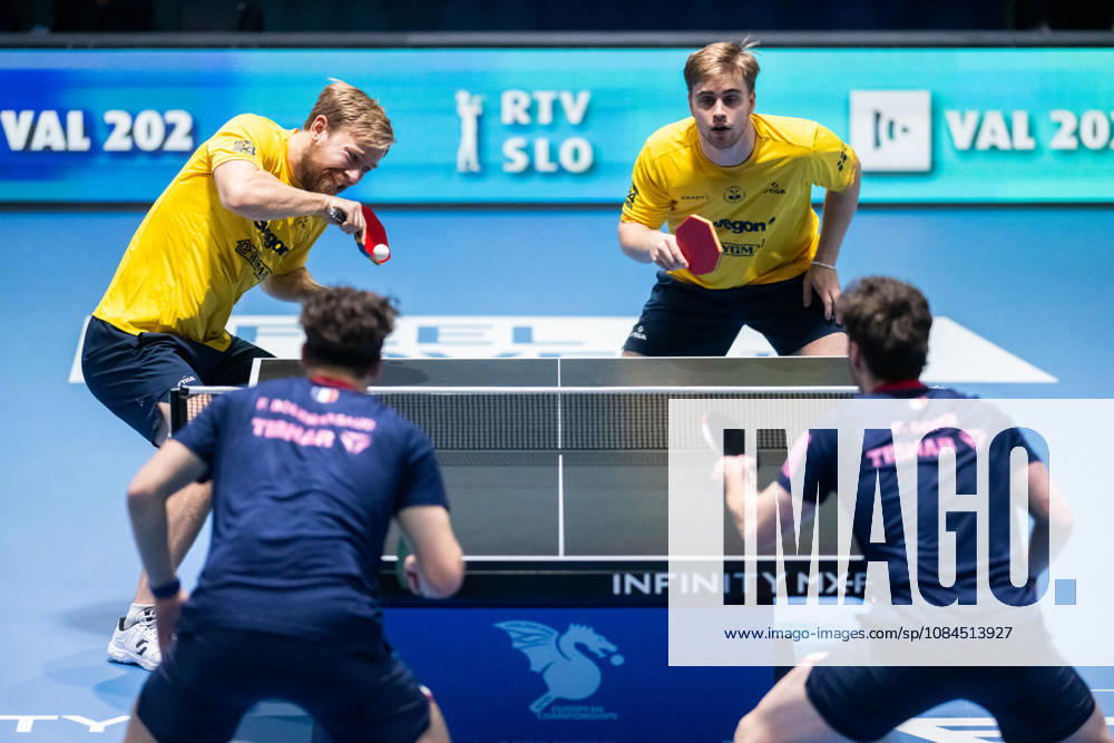 Elias Ranefur and Truls Möregardh of Sweden during day 4 of the European Table tennis, Tischtennis Championship on October 14, 2026 in Ljubljana. Photo: Martin Metelko BILDBYRÅN COP 362 ME0001 bordtennis table tennis pingis 2026 european table tennis championship bordtennis-em em 4 bbeng