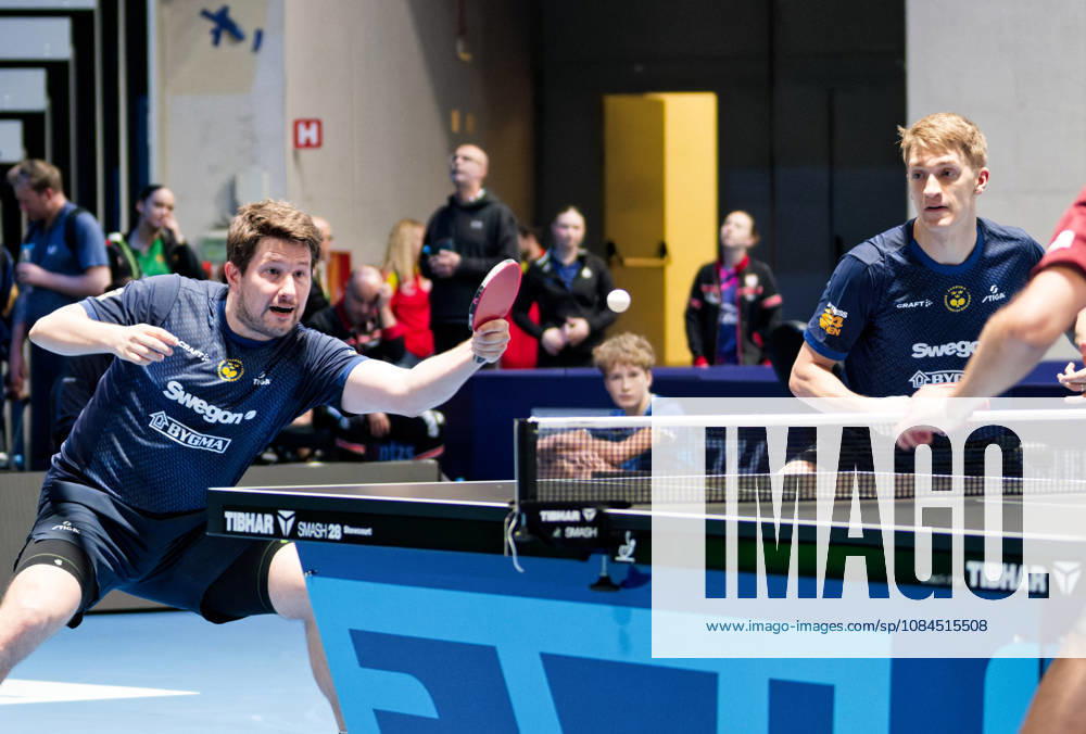 Kristian Karlsson-Anton Kallberg Sweden (foto-ms5370) at the 2026 European Table tennis, Tischtennis Championships in Ljubljana LJUBLJANA, SLOVENIA - 14 OCTOBER 2026: Kristian Karlsson-Anton Kallberg Sweden (foto-ms5370) in action at the European Table Tennis Championships in Stozice Arena, Ljubljana, Slovenia Ljubljana Stozice Arena Slovenia