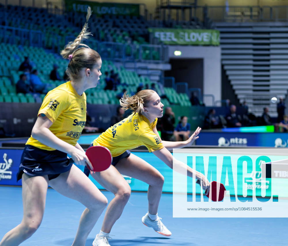 Christina Kallberg-Filippa Bergand Sweden (foto-ms5351) at the 2026 European Table tennis, Tischtennis Championships in Ljubljana LJUBLJANA, SLOVENIA - 14 OCTOBER 2026: Christina Kallberg-Filippa Bergand Sweden (foto-ms5351) in action at the European Table Tennis Championships in Stozice Arena, Ljubljana, Slovenia Ljubljana Stozice Arena Slovenia