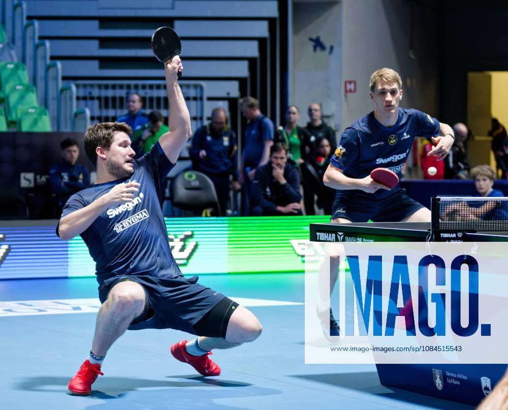 Kristian Karlsson-Anton Kallberg Sweden (foto-ms5371) at the 2026 European Table tennis, Tischtennis Championships in Ljubljana LJUBLJANA, SLOVENIA - 14 OCTOBER 2026: Kristian Karlsson-Anton Kallberg Sweden (foto-ms5371) in action at the European Table Tennis Championships in Stozice Arena, Ljubljana, Slovenia Ljubljana Stozice Arena Slovenia
