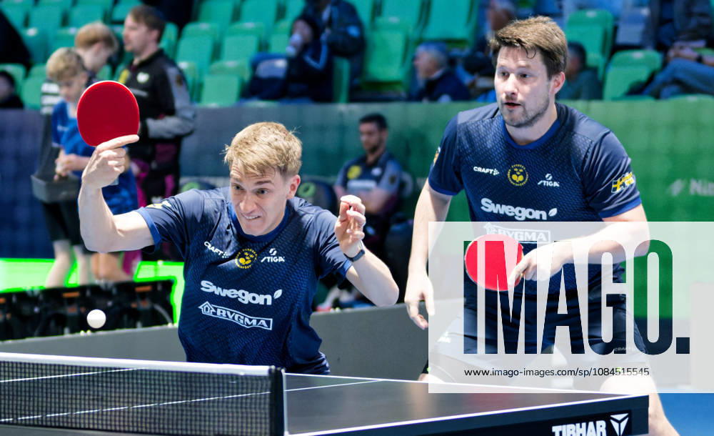 Kristian Karlsson-Anton Kallberg Sweden (foto-ms5372) at the 2026 European Table tennis, Tischtennis Championships in Ljubljana LJUBLJANA, SLOVENIA - 14 OCTOBER 2026: Kristian Karlsson-Anton Kallberg Sweden (foto-ms5372) in action at the European Table Tennis Championships in Stozice Arena, Ljubljana, Slovenia Ljubljana Stozice Arena Slovenia