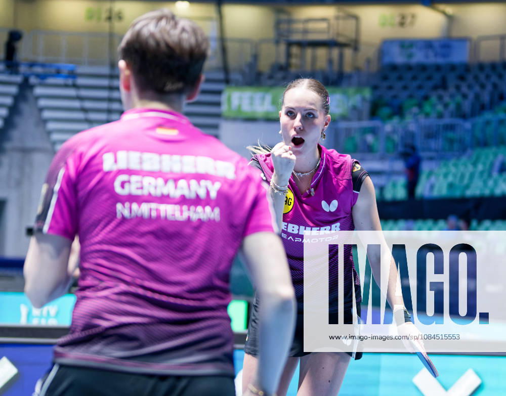 Nina Mittelham ttc berlin eastside-Annett Kaufmann SV DJK Kolbermoor Germany (foto-ms5332) bei den Tischtennis-Europameisterschaften in Ljubljana, Slowenien LJUBLJANA, SLOWENIEN - 14. OKTOBER 2026: Nina Mittelham ttc berlin eastside-Annett Kaufmann SV DJK Kolbermoor Germany (foto-ms5332) erreichen im Doppel das Viertelfinale bei den Tischtennis-Europameisterschaften in der Stozice Arena, Ljubljana, Slowenien Ljubljana Stozice Arena Slovenia