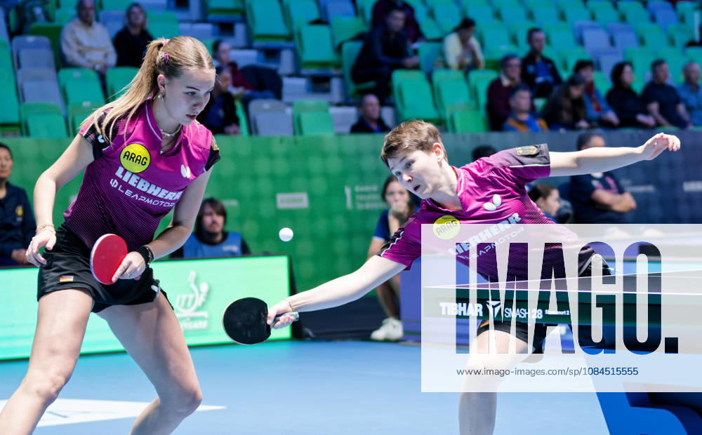 Nina Mittelham ttc berlin eastside-Annett Kaufmann SV DJK Kolbermoor Germany (foto-ms5334) bei den Tischtennis-Europameisterschaften in Ljubljana, Slowenien LJUBLJANA, SLOWENIEN - 14. OKTOBER 2026: Nina Mittelham ttc berlin eastside-Annett Kaufmann SV DJK Kolbermoor Germany (foto-ms5334) erreichen im Doppel das Viertelfinale bei den Tischtennis-Europameisterschaften in der Stozice Arena, Ljubljana, Slowenien Ljubljana Stozice Arena Slovenia