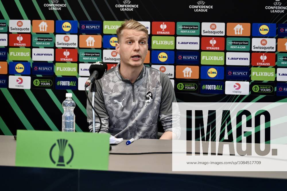 Ahead of the KuPS Kuopio v Trabzonspor - UEFA Conference League TAMPERE, FINLAND - OCTOBER 14: KuPS Kuopio head coach Miika Nuutinen and player Petteri Pennanen (not seen) attend a pre-match press conference, PK, Pressekonferenz at Tammelan stadion in Tampere, Finland on October 14, 2026. With KuPS hosting their UEFA Conference League opening match against Trabzonspor away from Kuopio due to stadium criteria, the team held their official media briefing at the 8,000-capacity venue. Seyit Ahmet Eksik Anadolu Tampere Finland. Editorial use only. Please get in touch for any other usage.