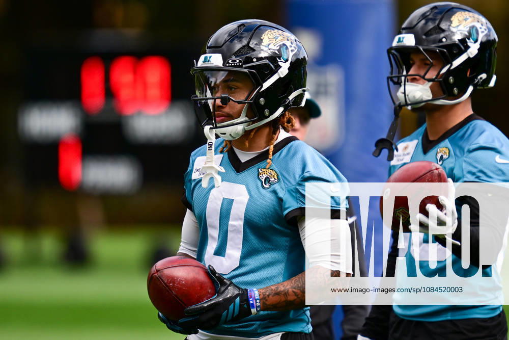 Jacksonville Jaguars, Press and Training Jacksonville Jaguars wide receiver Michael Wortham (0) during the press conference, PK, Pressekonferenz practise session for Jacksonville Jaguars at the Grove Hotel, Chandler s Cross, UK on 14 October 2026. Chandler s Cross Grove Hotel Hertfordshire UK Editorial use only ,