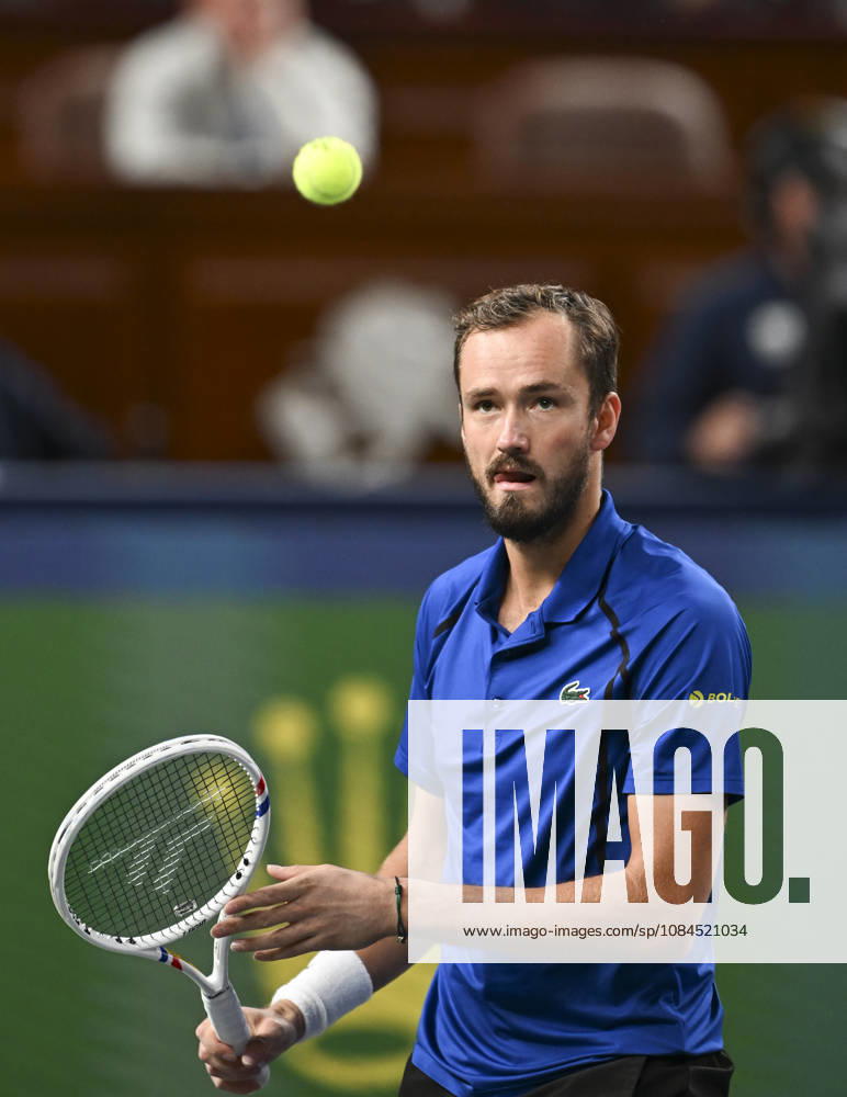 (261014) -- SHANGHAI, Oct. 14, 2026 -- Daniil Medvedev of Russia reacts during the men s round of 16 match against Stefanos Tsitsipas of Greece at the 2026 ATP, Tennis Herren tour Shanghai Masters tennis tournament in Shanghai, China, Oct. 14, 2026. ) (SP)CHINA-SHANGHAI-TENNIS-SHANGHAI MASTERS-MEN S SINGLES (CN) ChenxHaoming