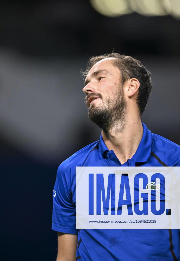 (261014) -- SHANGHAI, Oct. 14, 2026 -- Daniil Medvedev of Russia reacts during the men s round of 16 match against Stefanos Tsitsipas of Greece at the 2026 ATP, Tennis Herren tour Shanghai Masters tennis tournament in Shanghai, China, Oct. 14, 2026. ) (SP)CHINA-SHANGHAI-TENNIS-SHANGHAI MASTERS-MEN S SINGLES (CN) ChenxHaoming