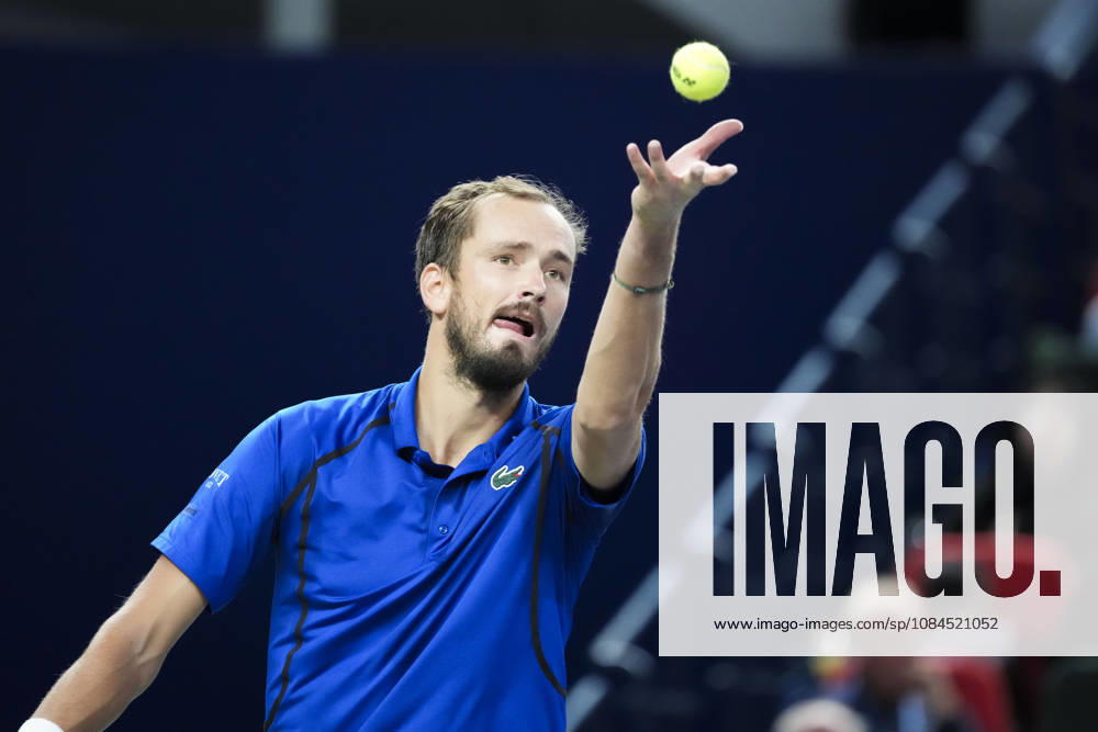 (261014) -- SHANGHAI, Oct. 14, 2026 -- Daniil Medvedev of Russia serves during the men s round of 16 match against Stefanos Tsitsipas of Greece at the 2026 ATP, Tennis Herren tour Shanghai Masters tennis tournament in Shanghai, China, Oct. 14, 2026. ) (SP)CHINA-SHANGHAI-TENNIS-SHANGHAI MASTERS-MEN S SINGLES (CN) WangxXiang