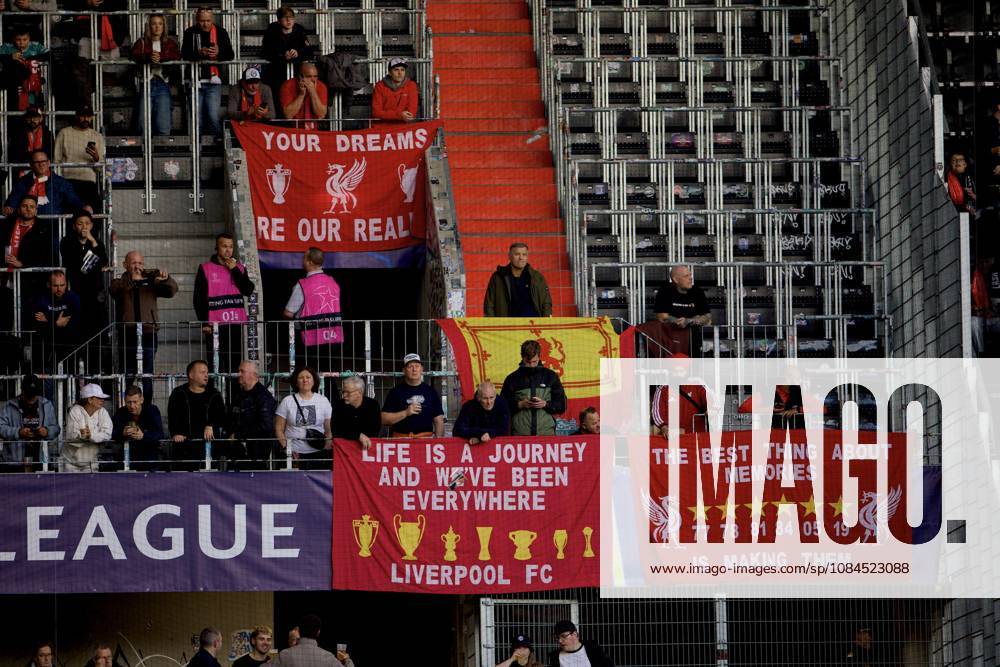 Football - UEFA Champions League - LASK v Liverpool FC LINZ, AUSTRIA - Wednesday, October 14, 2026: Liverpool s travelling supporters in the stands before the UEFA Champions League 2026 27 League Phase MD2 match between LASK and Liverpool FC at the Oberösterreich Arena. (Photo by David Rawcliffe Propaganda) LINZ Oberösterreich Arena UPPER AUSTRIA AUSTRIA