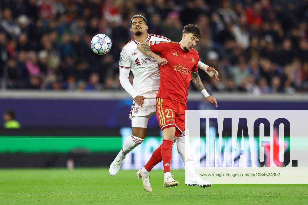 Ronald Araujo of Liverpool and Christoph Lang of LASK LASK v Liverpool, UEFA Champions League, Football, Raiffeisen Arena, Linz, Austria - 14 Oct 2026Linz Raiffeisen Arena Austria