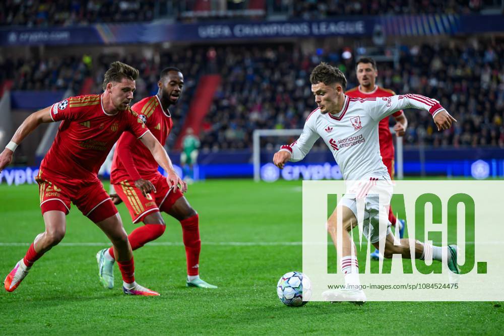SOCCER - UEFA CL, LASK vs Liverpool LINZ,AUSTRIA,14.OCT.26 - SOCCER - UEFA Champions League, Linzer ASK vs Liverpool FC. Image shows Kasper Joergensen (LASK) and Florian Wirtz (Liverpool). GEPAxpictures xChristianxMoser